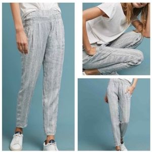 Anthropologie Hei Hei Linen Stripe Relaxed Pant Size Large Coastal Grandma